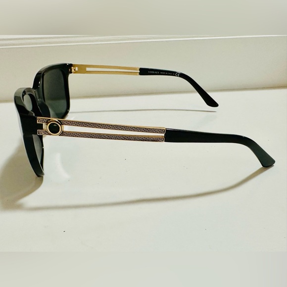 Slightly Used Versace Sunglasses Black & Gold Frame/Dark Grey lens VE4307 - Picture 4 of 4